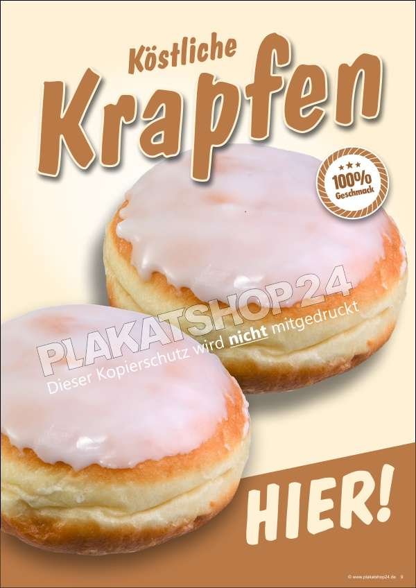 plakat-frische-krapfen Werbeplakat frische Krapfen aus der Bäckerei
