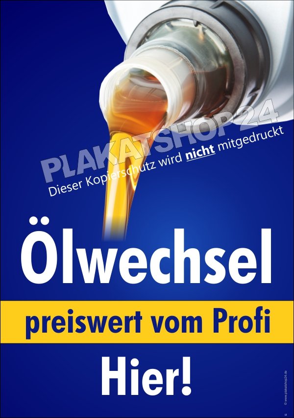 Ölwechsel-Plakat für Autohaus und Kfz-Werkstatt