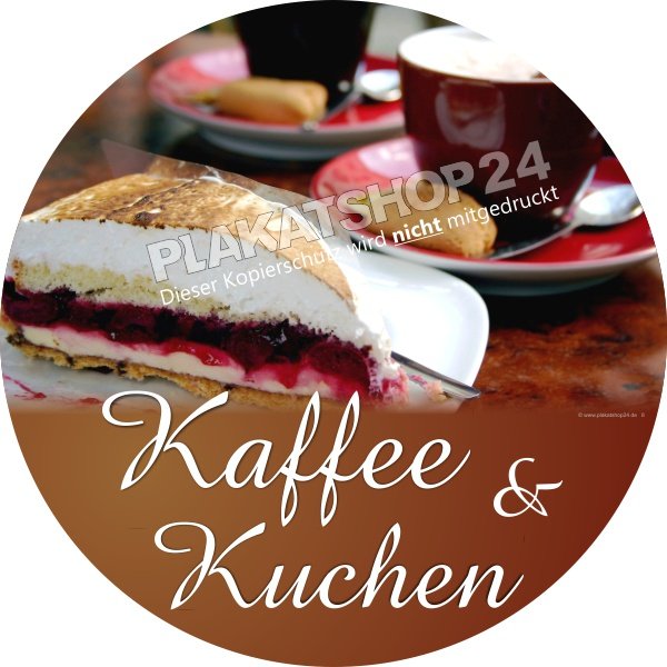 Caféwerbeaufkleber für leckeren Kaffee und Kuchen