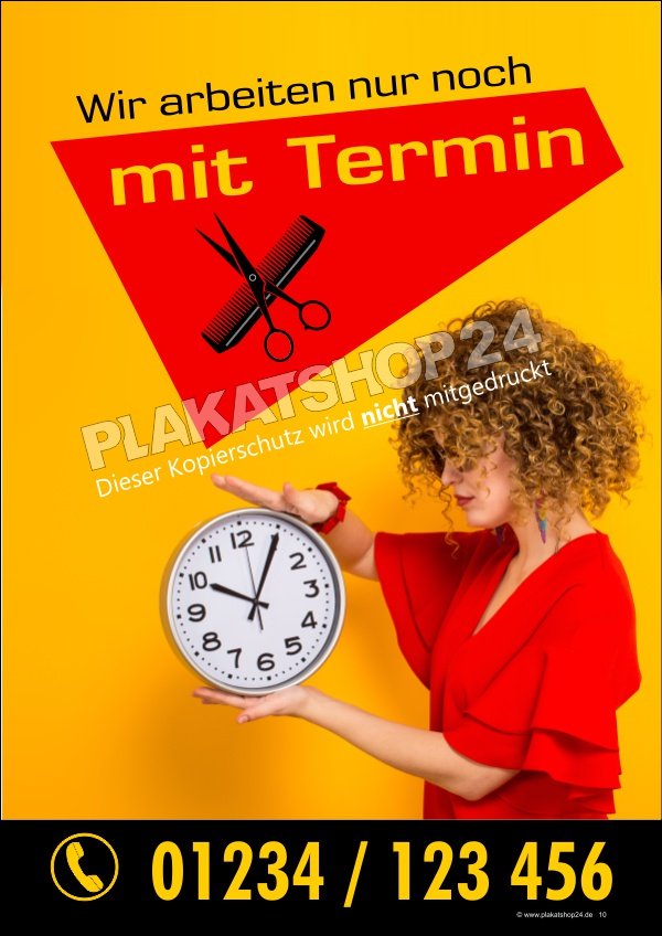 Hinweisplakat Friseur Wir arbeiten nur noch mit Termin