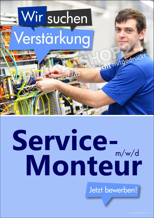 hinweisposter-monteur-gesucht Plakat Stellenangebot Service-Monteur