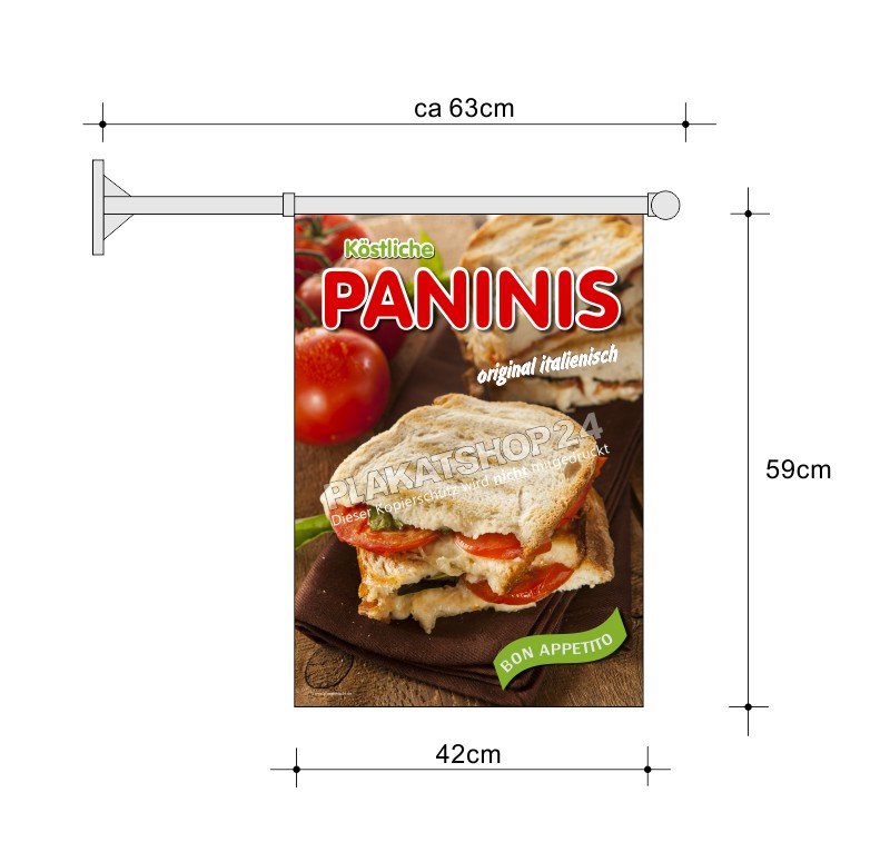 Panini-Stock-Fahne A2 für Werbung frische Paninis