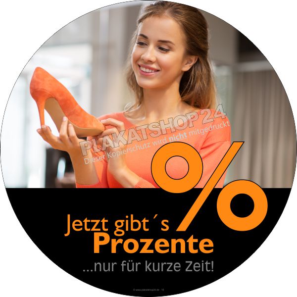 Schaufensterfolie Prozent-Aktion im Schuhgeschäft