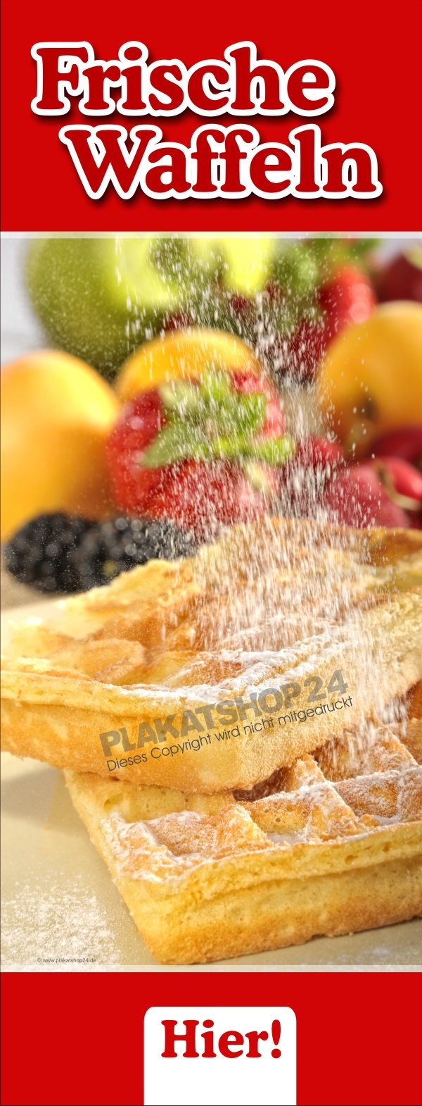 Waffel-Werbebanner mit Bild frisch gebackene Waffeln
