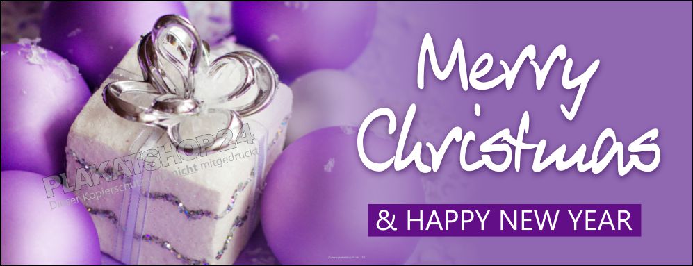 Lilafarbiges Weihnachts-Werbebanner für innen und außen Lilafarbiges Weihnachts-Werbebanner für innen und außen