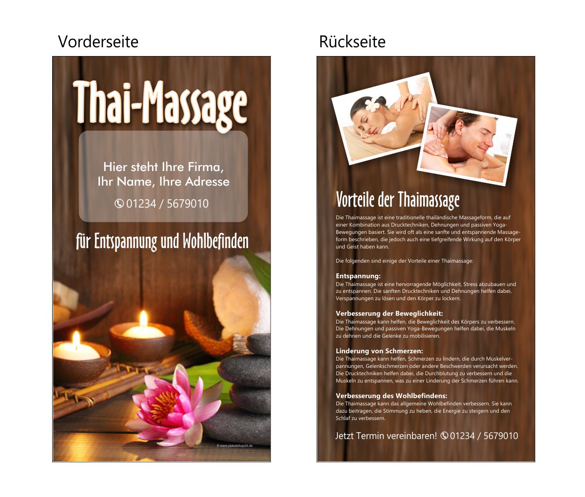 Thaimassage-Flyer für Thaimassage-Praxis