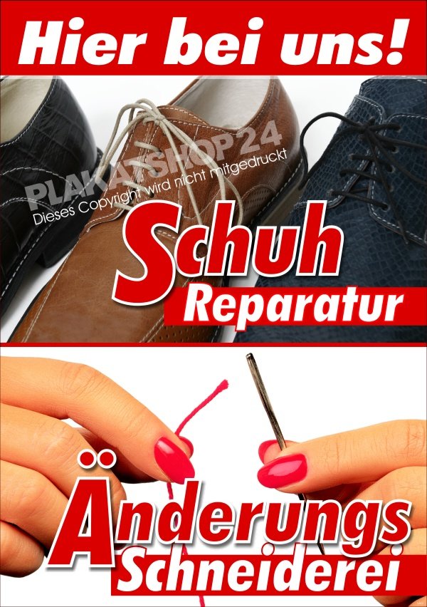 Plakat Änderungsschneiderei und Schuhreparatur