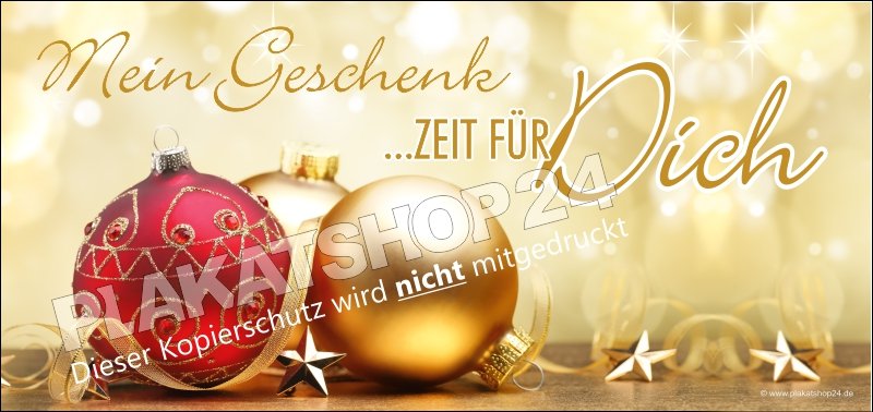 Weihnachtsgutschein in klassischen Gold- und Rot-Farbtönen