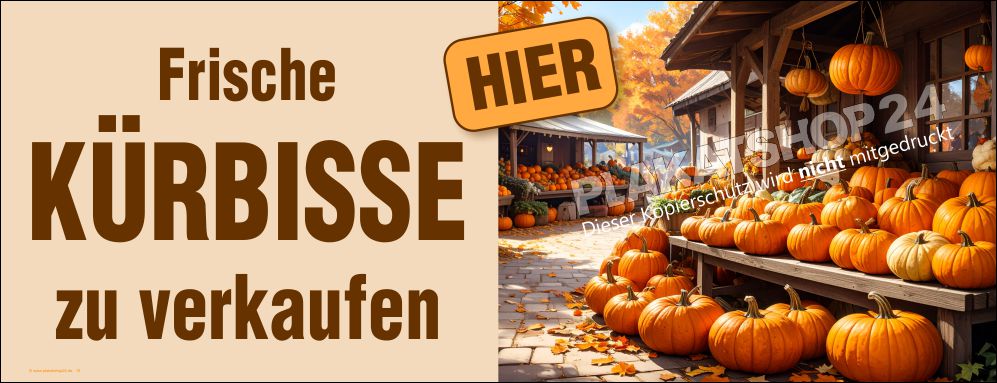 Bannerwerbung Kürbisverkauf - Hier
