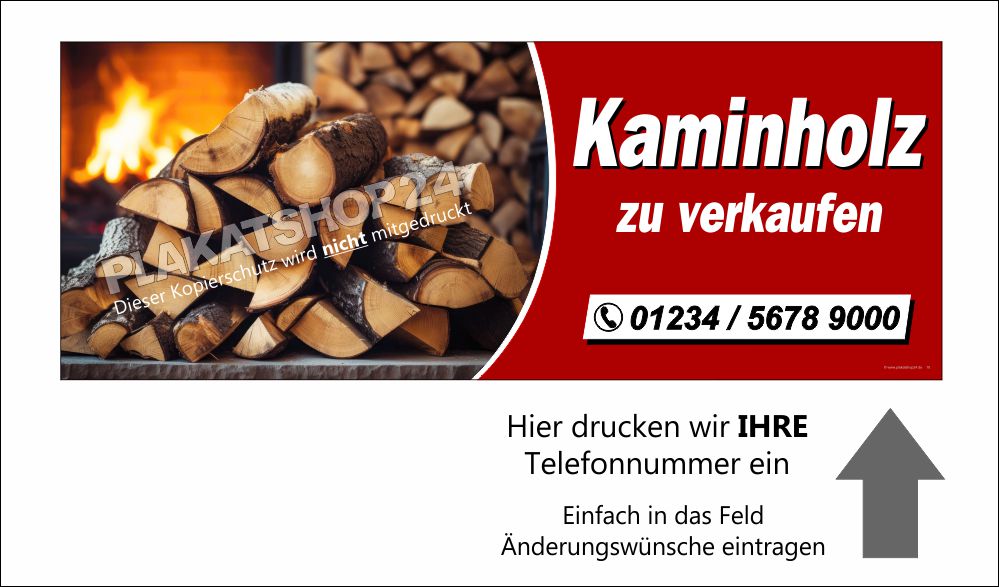 Werbeplane für den verkauf von Kaminholz