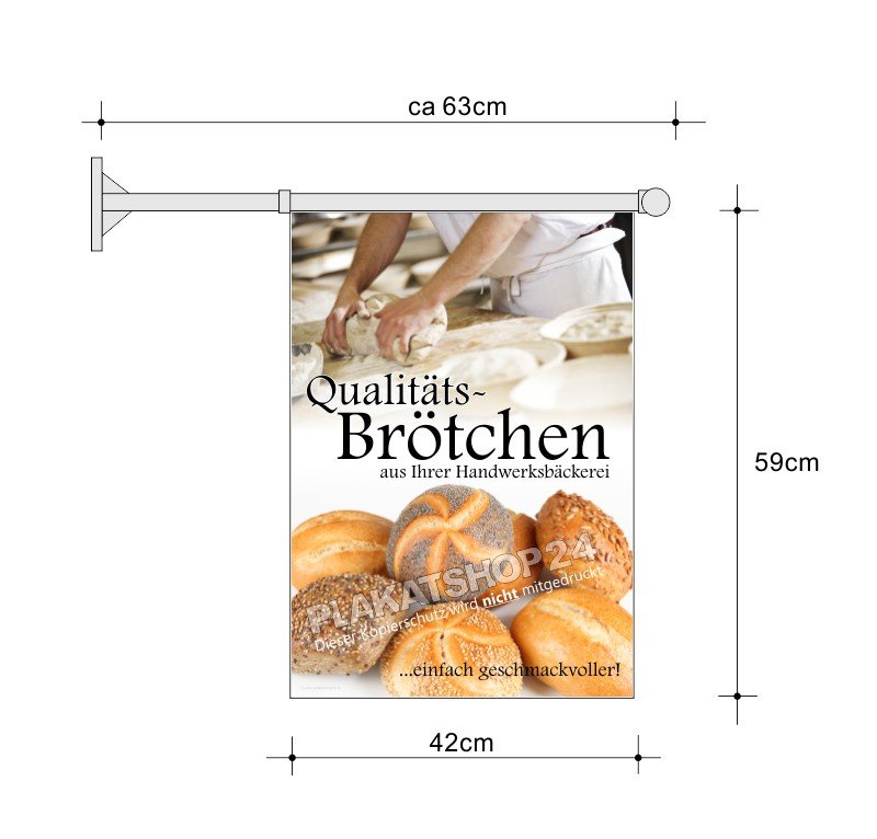 Stockfahne für Außenwerbung Handwerksbäckerei