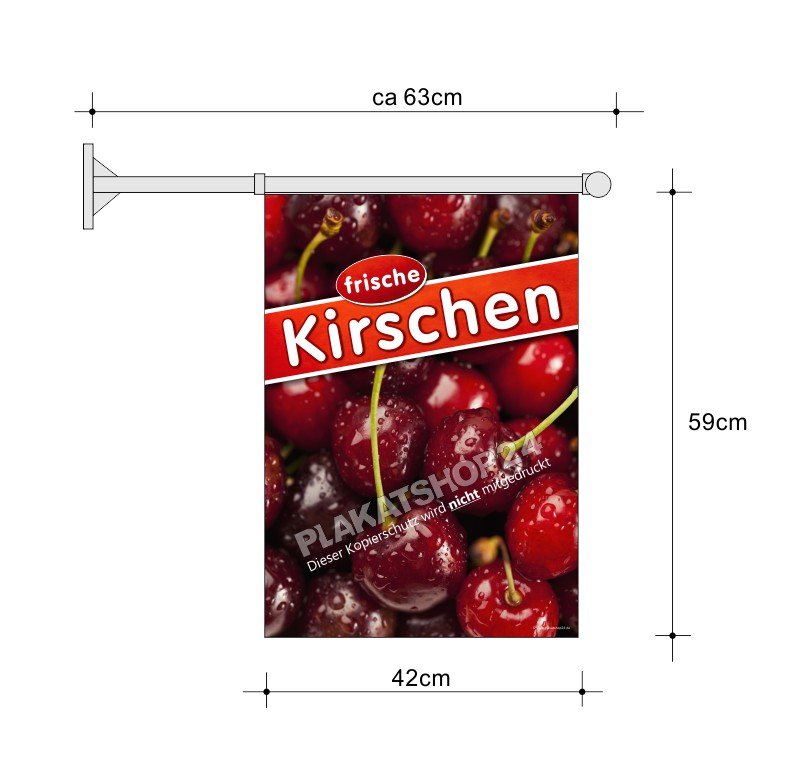 Kirschen-Fahne A2 für den Verkauf von frischen Kirschen