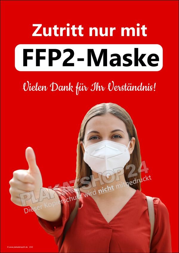 Plakat Zutritt nur mit FFP2-Maske