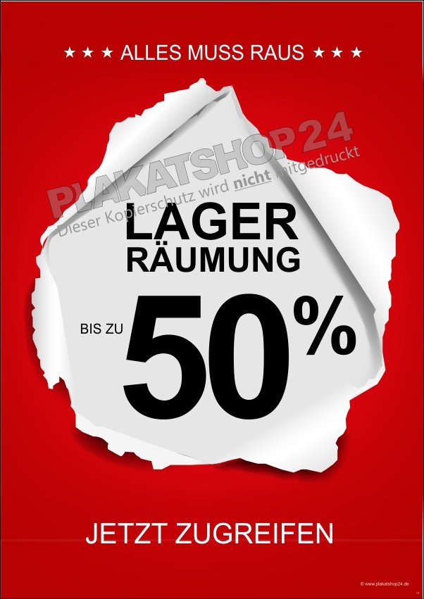 Reduziertplakat Werbung Lagerräumung