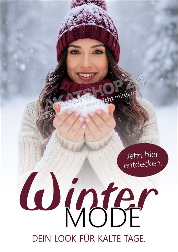 Werbeplakat Wintermode – Dein Look für kalte Tage | Wetterfestes Poster für Modegeschäfte & Textilhandel