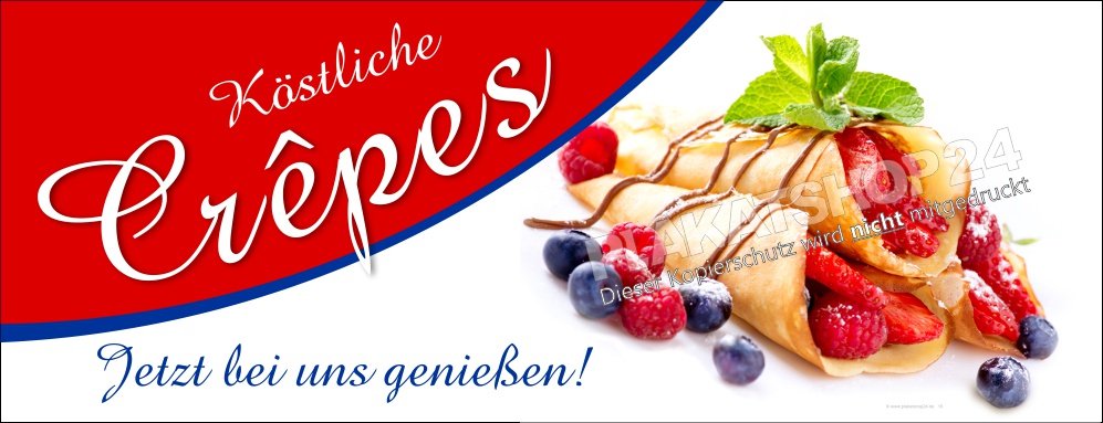 Werbebanner Crepes mit Obstfüllung