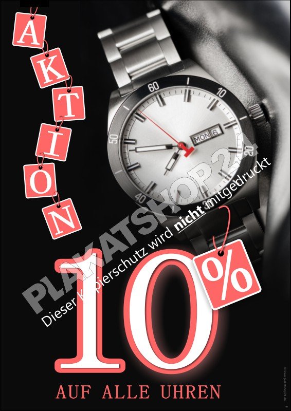 Aktions-Plakat für Juweliere 10% auf alle Uhren