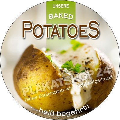 Runder Aufkleber für Backed Potatoes
