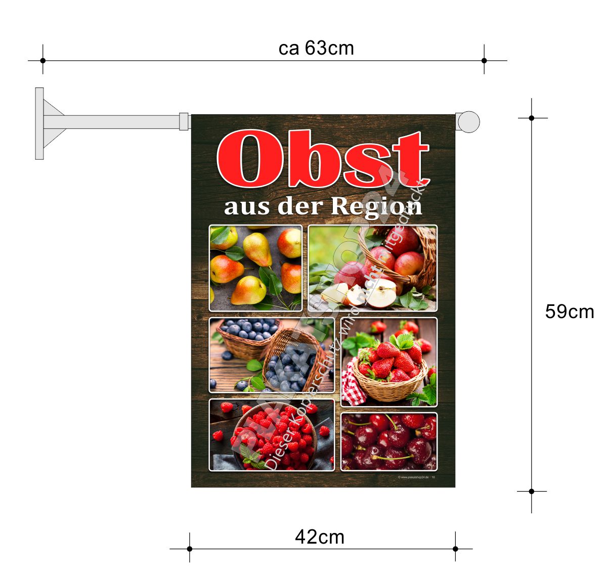 Stockfahne für Werbung Obst aus der Region Stockfahne für Werbung Obst aus der Region