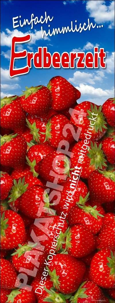 Erdbeerbanner für Werbung für Hofladen, Marktstand, Markhalle