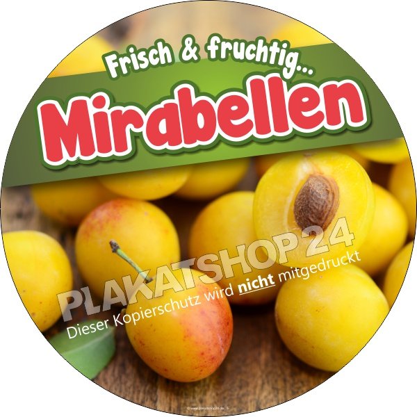 Mirabellenaufkleber für Hofladenverkauf / Obsthandel