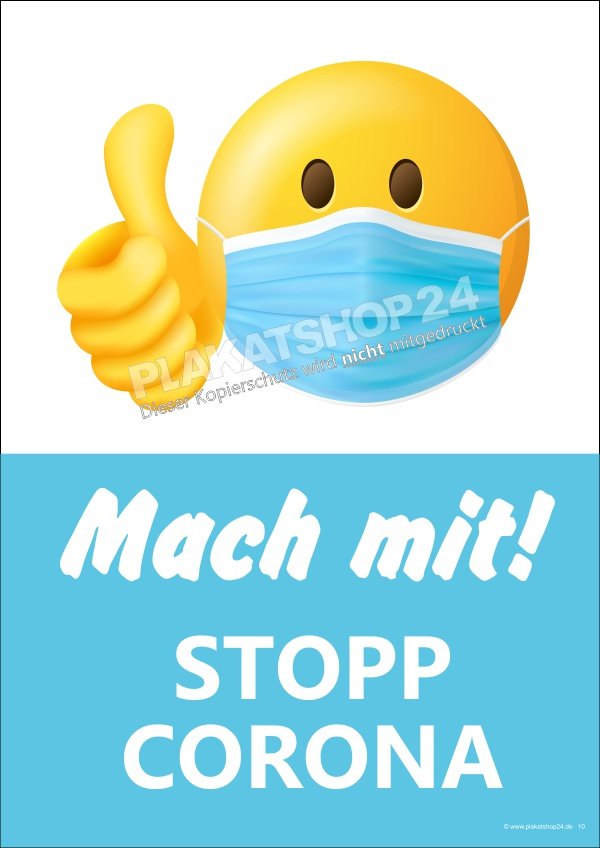 Plakat Maskenpflicht Mund-Nasenschutz Stopp Corona