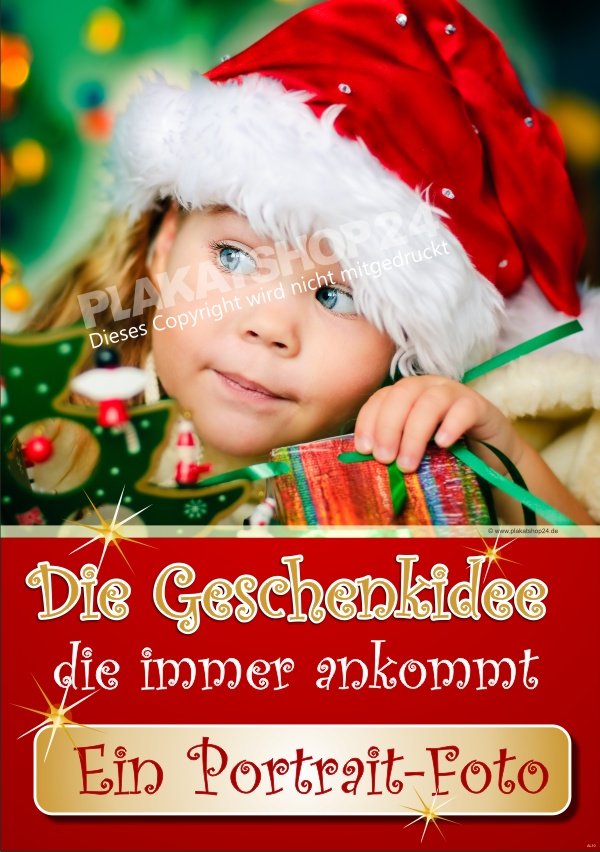 Werbeplakat für Foto-Portraits als Weihnachtsgeschenk