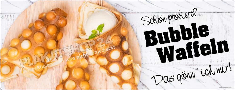 Werbebanner für Bubble Waffeln