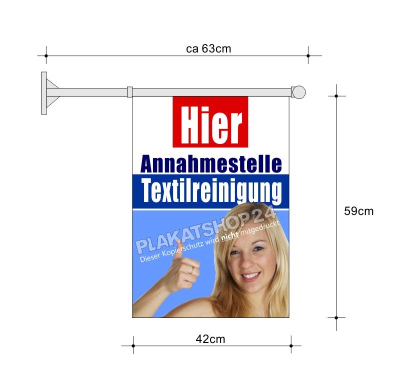 Fahne A2 für Annahmestelle Textilpflege
