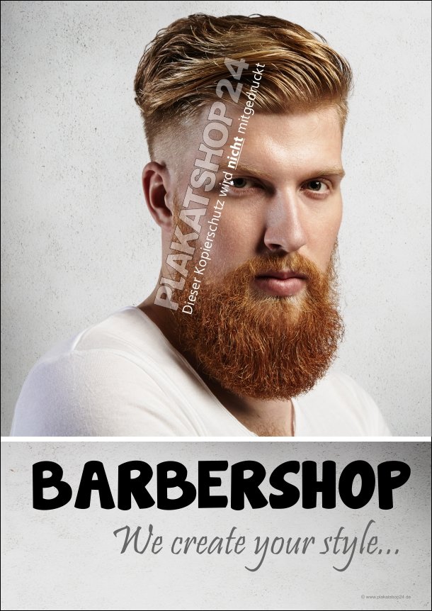 Ausgefallenes Frisurenposter für den Barbershop