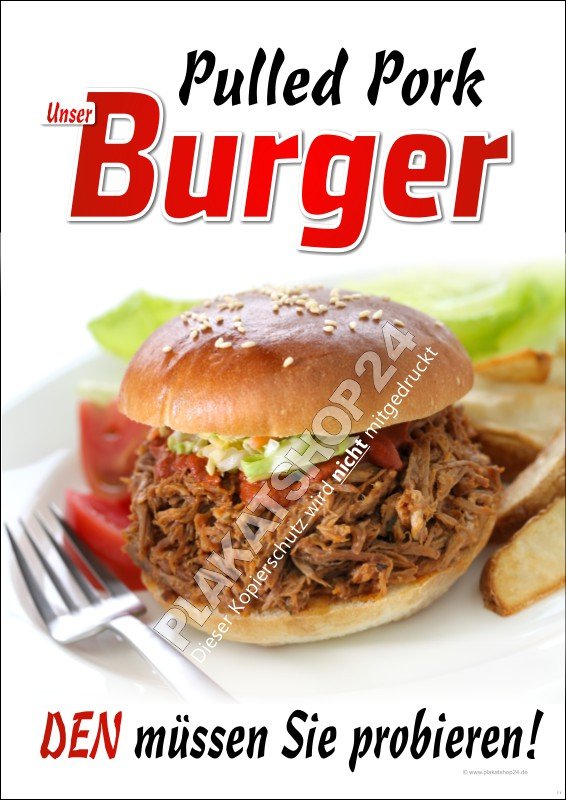 Trend Burger-Poster für Pulled Pork Burger