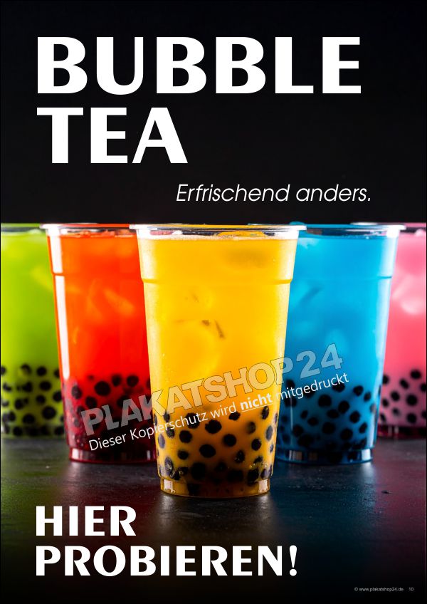 Poster bunte Bubble Tea Werbung
