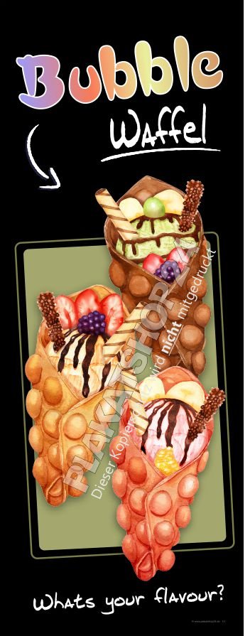 Dekobanner Bubble Waffel mit Toppings
