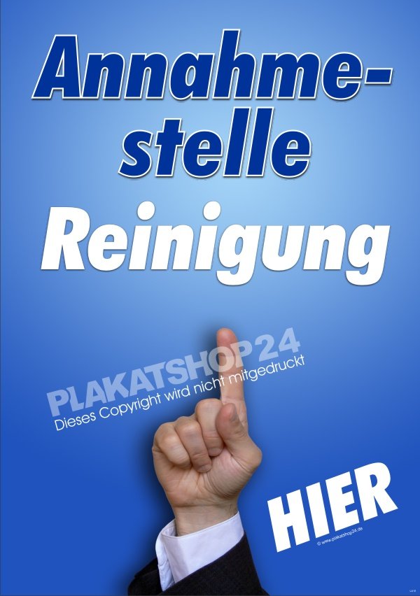 Werbeplakat für Reinigung mit Hinweis auf Annahmestelle