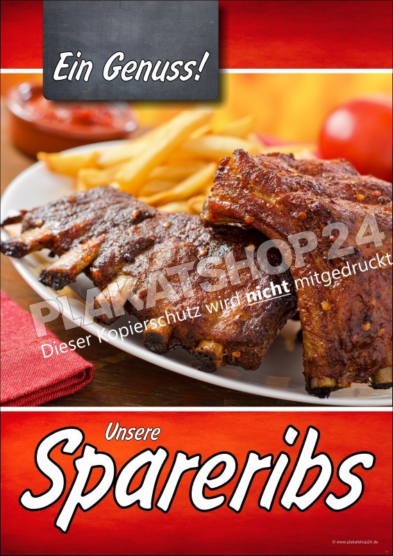 Spareribs-Plakat für Gastronomie-Werbung
