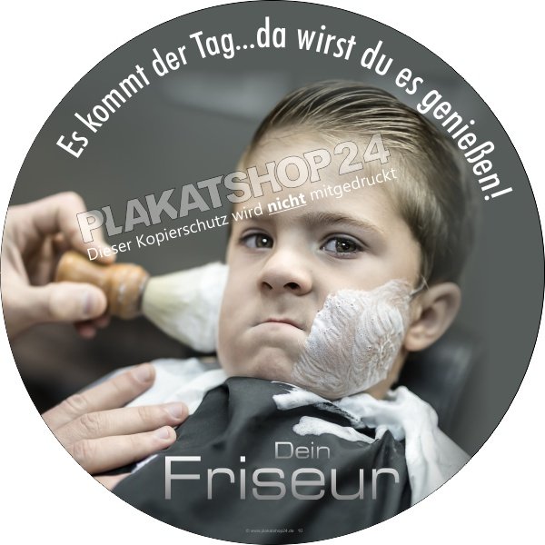 Friseur-Aufkleber rund mit lustigem Kindermotiv