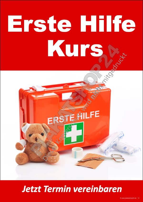Erste Hilfe Kurs in der Fahrschule - Werbeplakat wetterfest