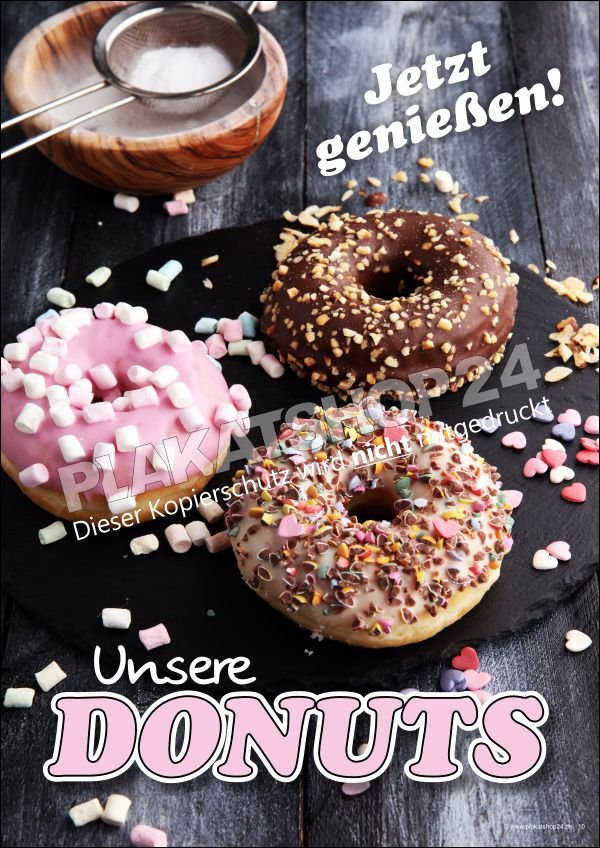 plakat-donutgenuss Werbeplakat Donuts jetzt genießen
