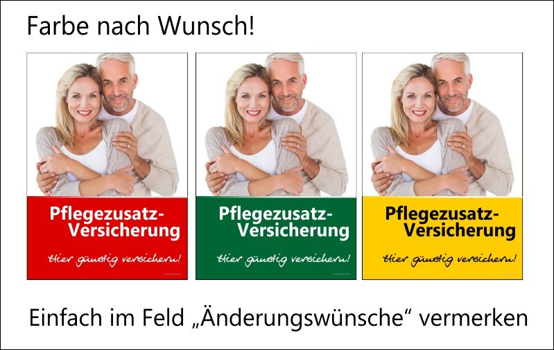 farbbeispiel-pflegezusatzversicherung Werbeplakat für Pflegezusatzversicherung
