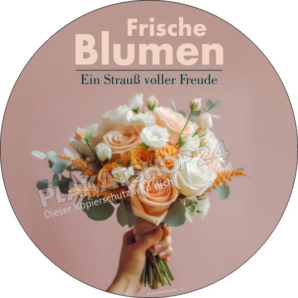 Schaufensterfolie für Blumenladen mit Werbung für frische Blumensträuße