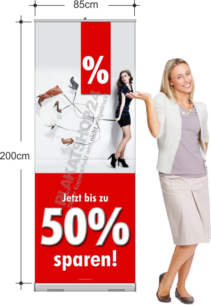 272a31eaeff24b14200543b7f8c7e295 Rollup-Banner für Reduziert-Aktion im Schuhgeschäft