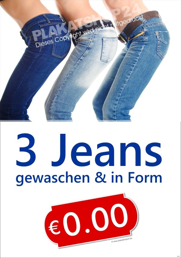 Plakat Jeanswäsche für Textilpflege 