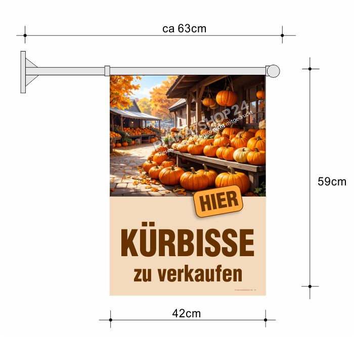 Werbefahne Kürbisverkauf - Hier Werbefahne Kürbisverkauf - Hier