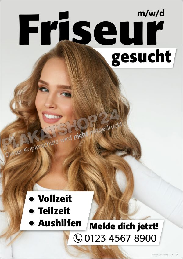 Poster für Friseursalon: Friseur/in gesucht Poster für Friseursalon: Friseur/in gesucht