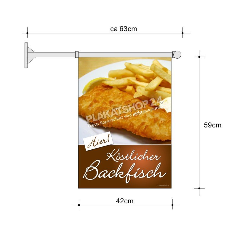 Backfisch-Werbefahne A2 für frischen Backfisch
