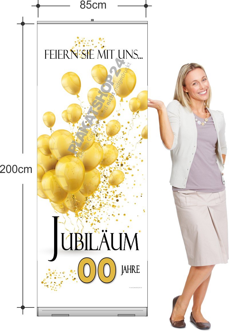 Rollup-Banner für Jubiläums-Reklame