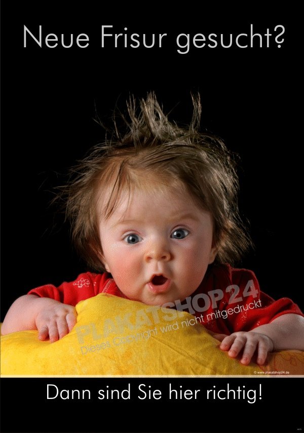Witziges Werbeposter für Friseurbetrieb