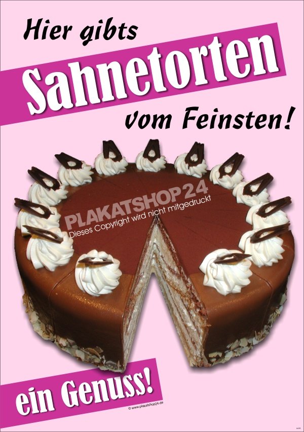 Sahnetorten-Plakat für Schaufenster, Dekoration oder Plakatständer