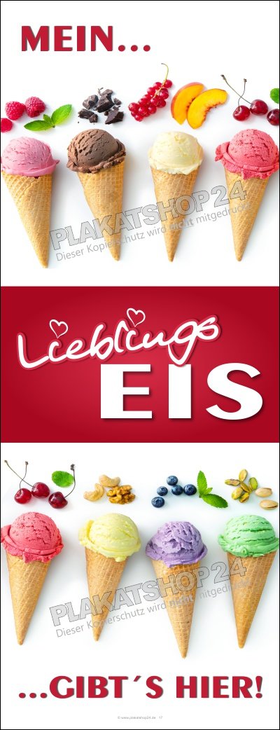 Dekobanner Lieblingseiskugeln Früchteeis