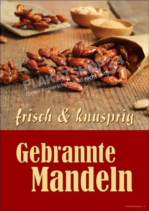 werbeplakat-gebrannte-mandeln Poster Süßwaren gebrannte Mandeln